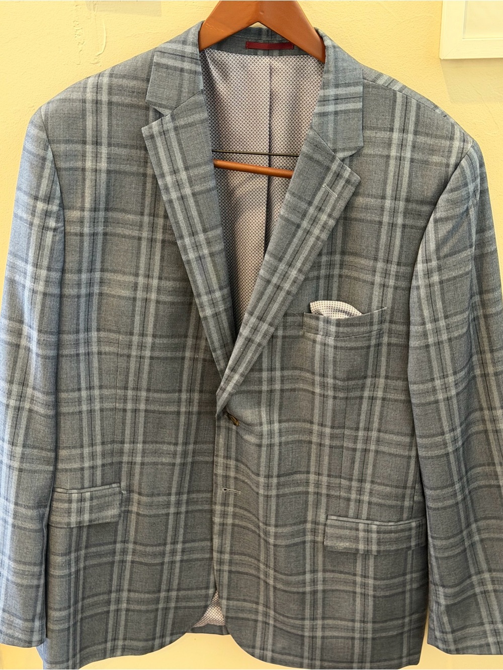 Johnston & Murphy Light Gray Plaid Sport Coat